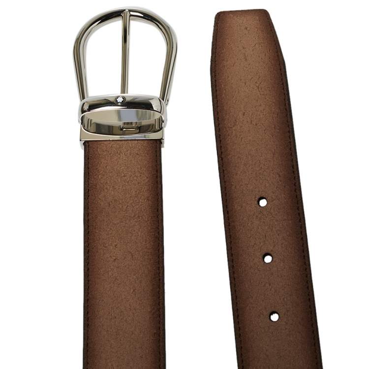 Pre Owned Montblanc Ombre Beige Suede Casual Line Buckle Belt 120CM