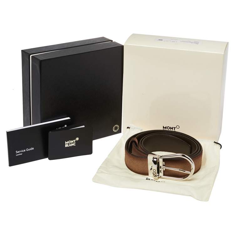 Pre Owned Montblanc Ombre Beige Suede Casual Line Buckle Belt 120CM