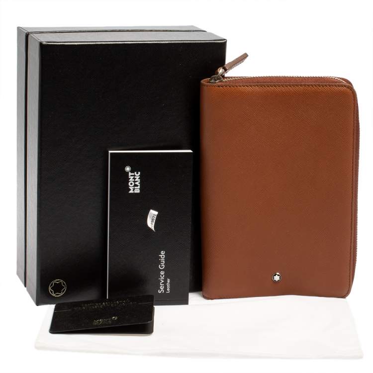 Pre Owned Montblanc Brown Leather Zip Around Agenda Organizer