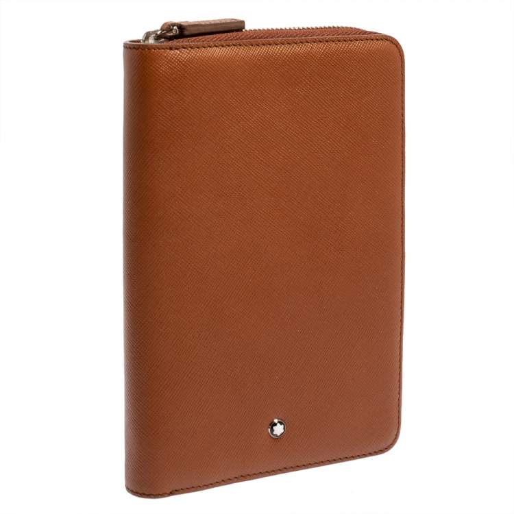 Pre Owned Montblanc Brown Leather Zip Around Agenda Organizer