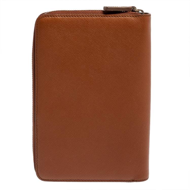 Pre Owned Montblanc Brown Leather Zip Around Agenda Organizer