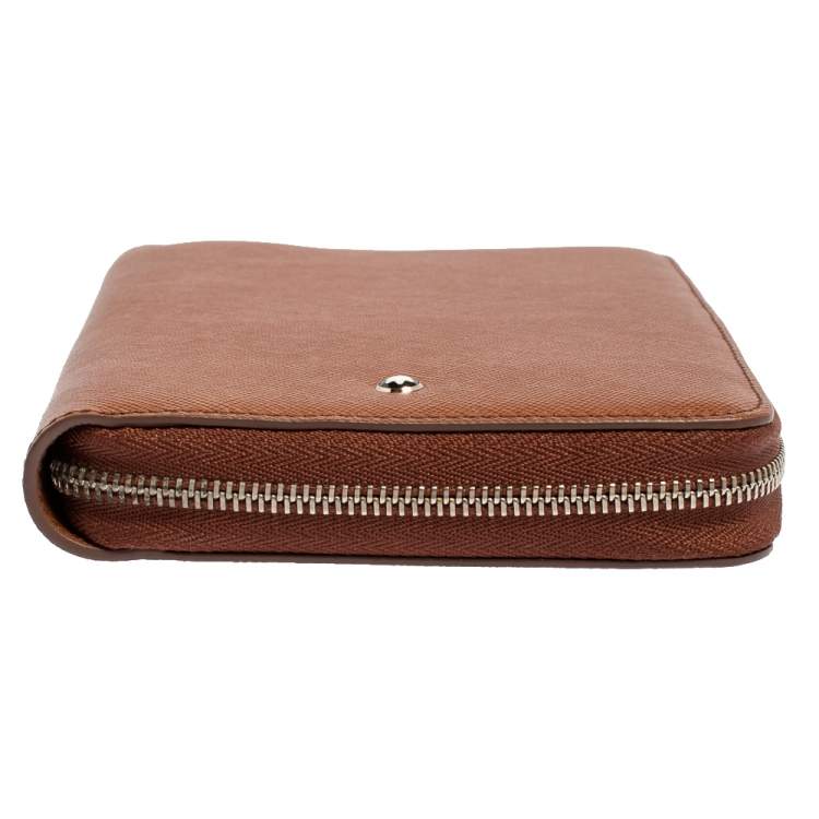 Pre Owned Montblanc Brown Leather Zip Around Agenda Organizer