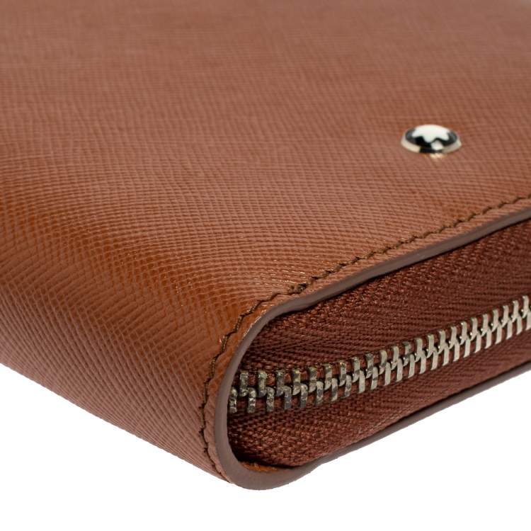 Pre Owned Montblanc Brown Leather Zip Around Agenda Organizer