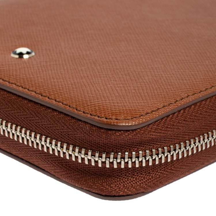 Pre Owned Montblanc Brown Leather Zip Around Agenda Organizer