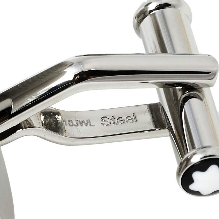 Pre Owned Montblanc Urban Spirit Stainless Steel Blue Resin Round Cufflinks