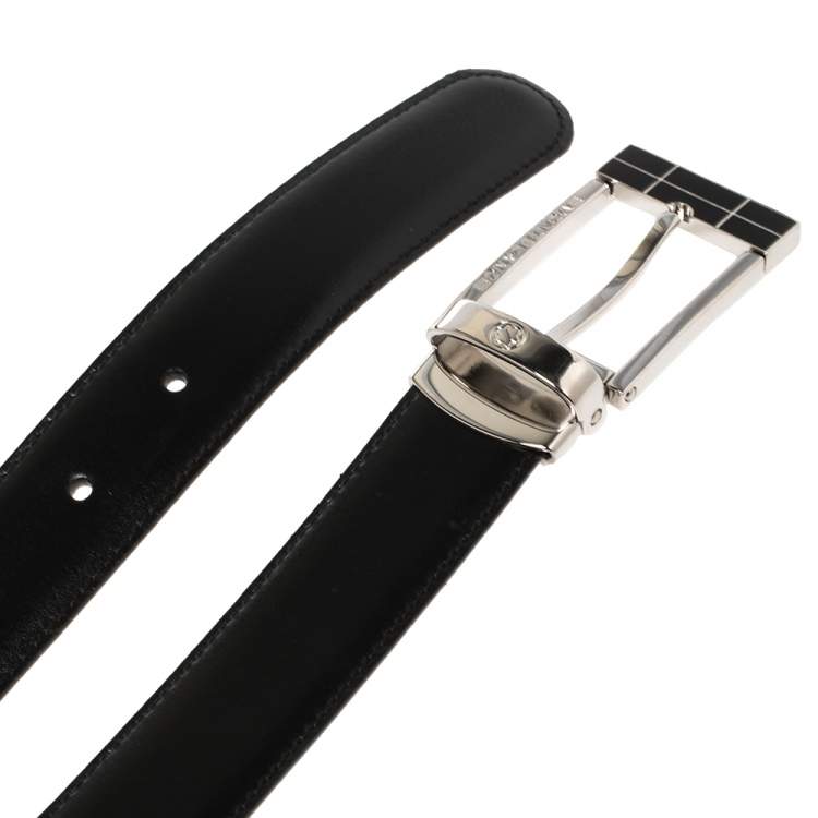 Pre Owned Montblanc Black/Brown Leather Contemporary Line Reversible Belt 110CM