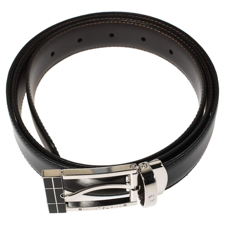Pre Owned Montblanc Black/Brown Leather Contemporary Line Reversible Belt 110CM