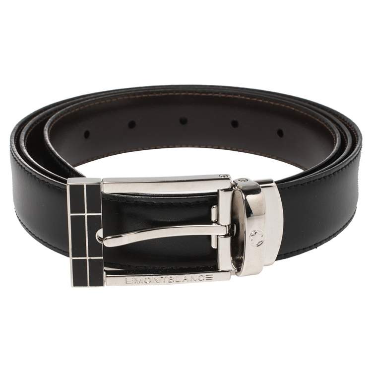 Pre Owned Montblanc Black/Brown Leather Contemporary Line Reversible Belt 110CM