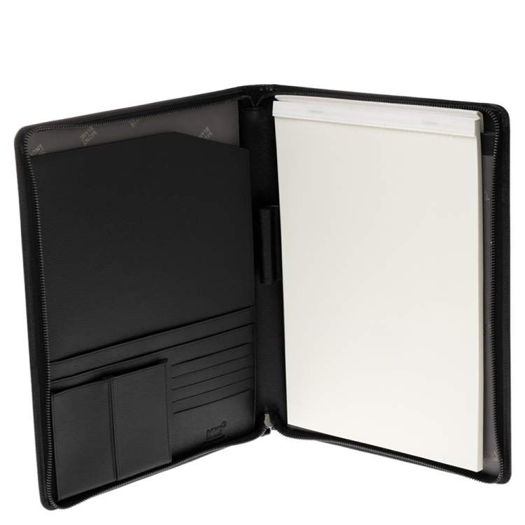 مملوكة مسبقًا MontBlanc Black Leather 4810 Westside Zip Notepad