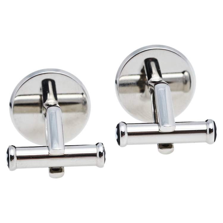 Pre Owned Montblanc Urban Spirit Stainless Steel Engraved Glass Cufflinks
