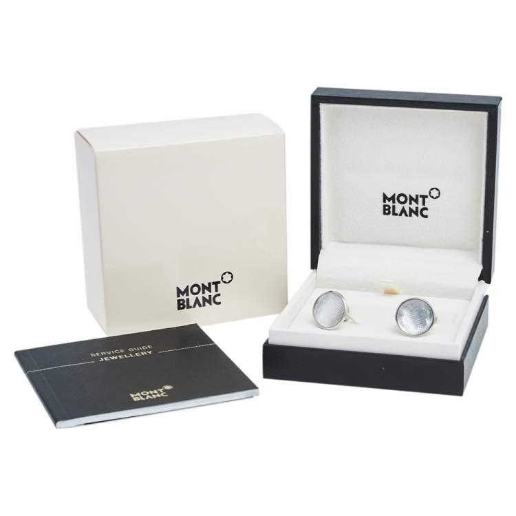 Pre Owned Montblanc Urban Spirit Stainless Steel Engraved Glass Cufflinks