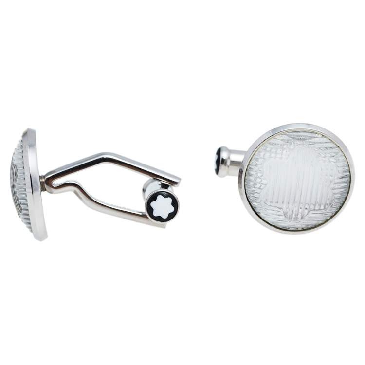 Pre Owned Montblanc Urban Spirit Stainless Steel Engraved Glass Cufflinks