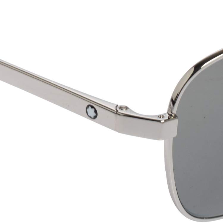 Pre Owned Montblanc Silver Tone/ Grey MB 649S Aviator Sunglasses