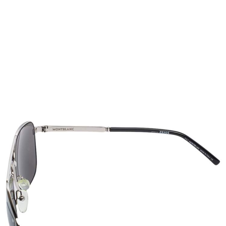 Pre Owned Montblanc Silver Tone/ Grey MB 649S Aviator Sunglasses