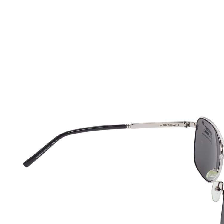 Pre Owned Montblanc Silver Tone/ Grey MB 649S Aviator Sunglasses