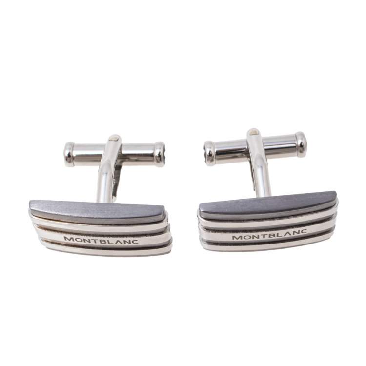 Pre Owned Montblanc Meisterstuck Stainless Steel & Tantalum Rectangular Cufflinks