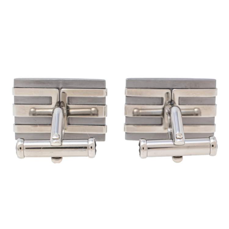 Pre Owned Montblanc Meisterstuck Stainless Steel & Tantalum Rectangular Cufflinks