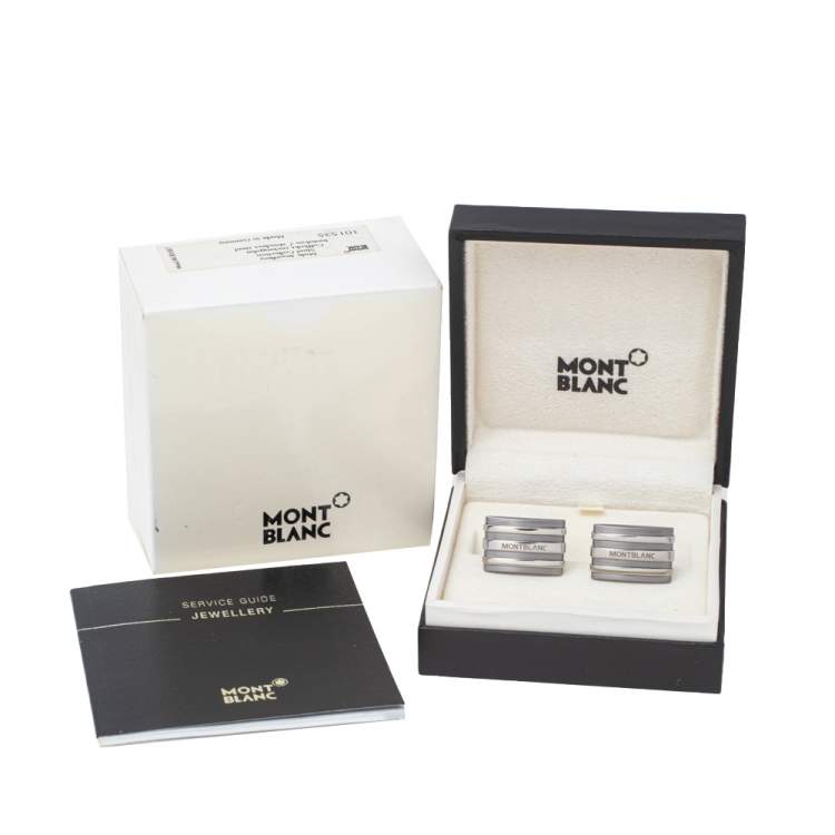 Pre Owned Montblanc Meisterstuck Stainless Steel & Tantalum Rectangular Cufflinks