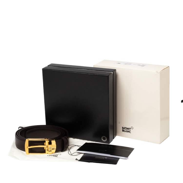 مملوكة مسبقًا Montblanc Brown Leather Classic Line Buckle Belt Size 115CM