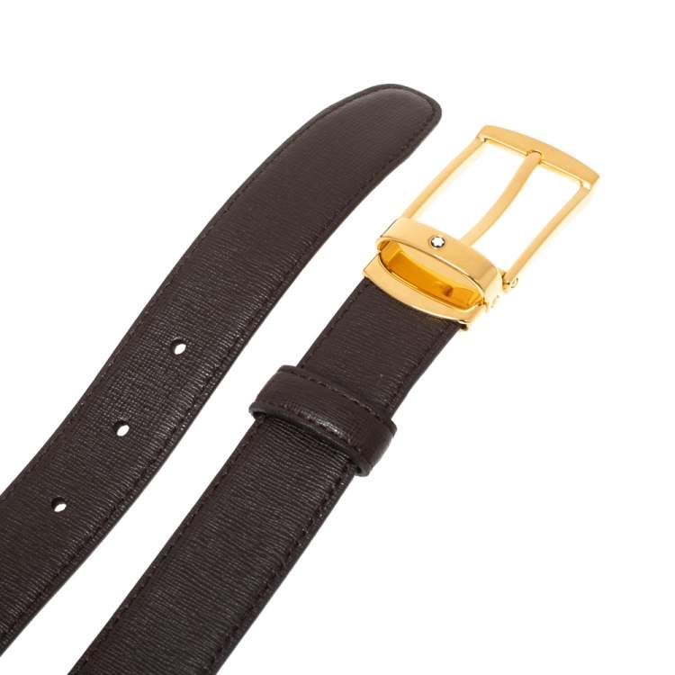 مملوكة مسبقًا Montblanc Brown Leather Classic Line Buckle Belt Size 115CM