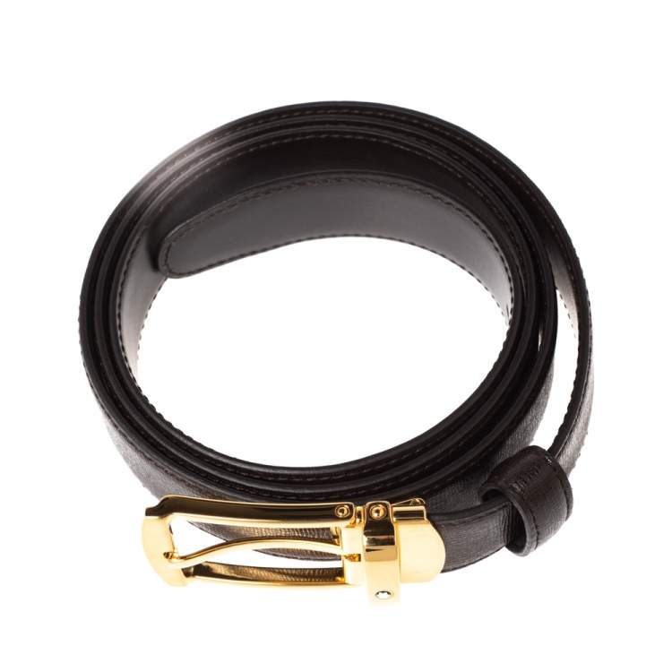 مملوكة مسبقًا Montblanc Brown Leather Classic Line Buckle Belt Size 115CM