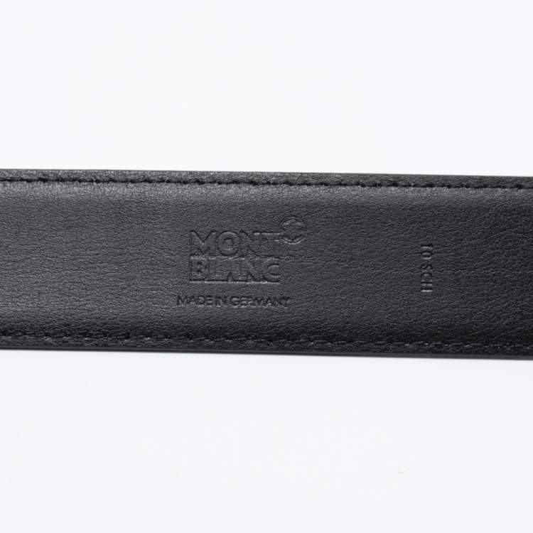 Pre Owned Montblanc Black Textured Leather Cut to Size Buckle Belt 