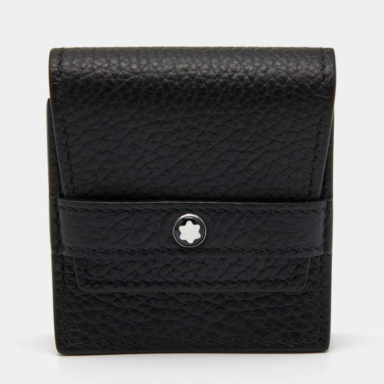 Pre Owned Montblanc Black Leather Meisterstuck Cufflinks Case