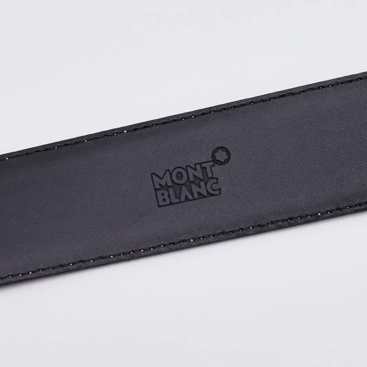 Pre Owned Montblanc Black Leather Buckle Belt 110 CM