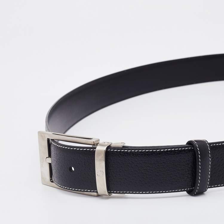 Pre Owned Montblanc Black Leather Buckle Belt 110 CM