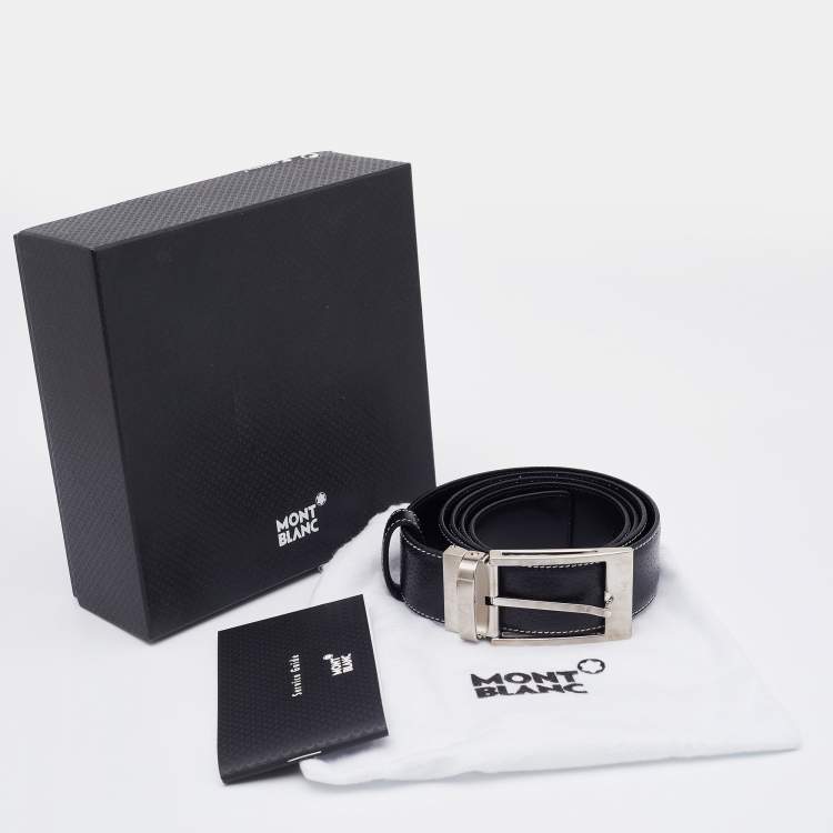 Pre Owned Montblanc Black Leather Buckle Belt 110 CM