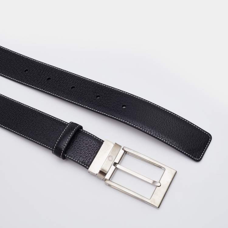 Pre Owned Montblanc Black Leather Buckle Belt 110 CM