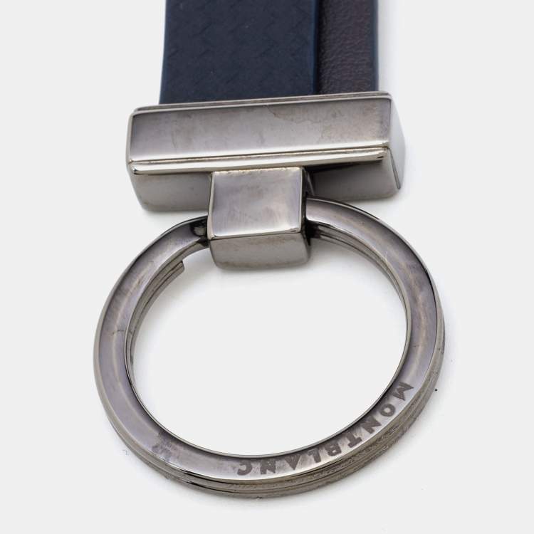 مملوكة مسبقًا Mont Blanc Black & Brown Leather Gunmetal Tone Extreme Fob Stripes Keychain