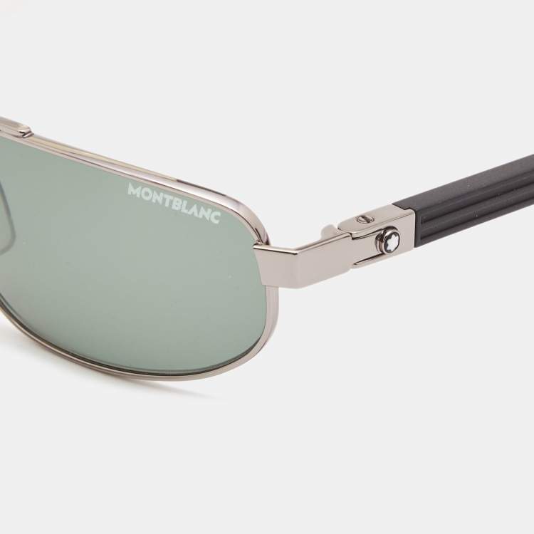 Pre Owned Montblanc Black/Silver MB0033S Aviator Sunglasses