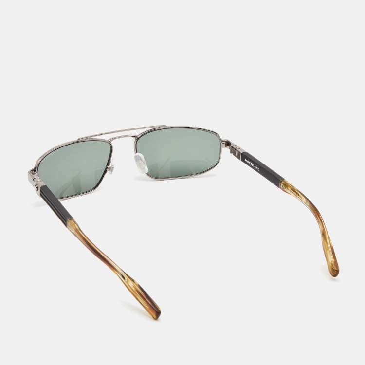 Pre Owned Montblanc Black/Silver MB0033S Aviator Sunglasses