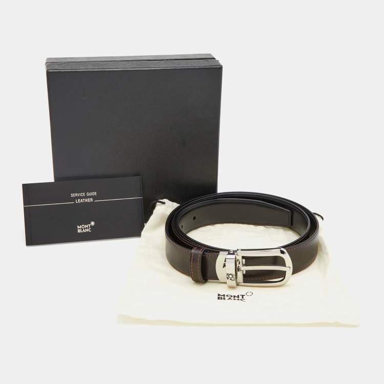 Pre Owned Montblanc Brown/Black Leather Cut to Size Reversible Belt