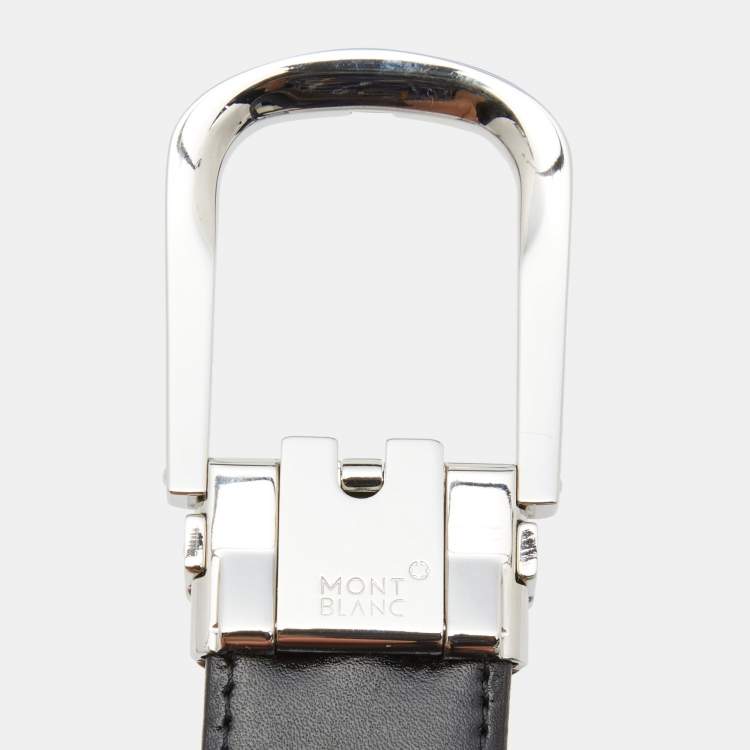 Pre Owned Montblanc Brown/Black Leather Cut to Size Reversible Belt