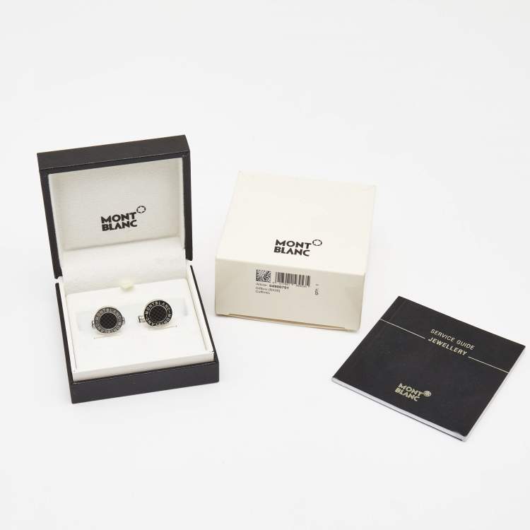 Pre Owned Montblanc Meisterstück Silver Tone Carbon Inlay Cufflinks