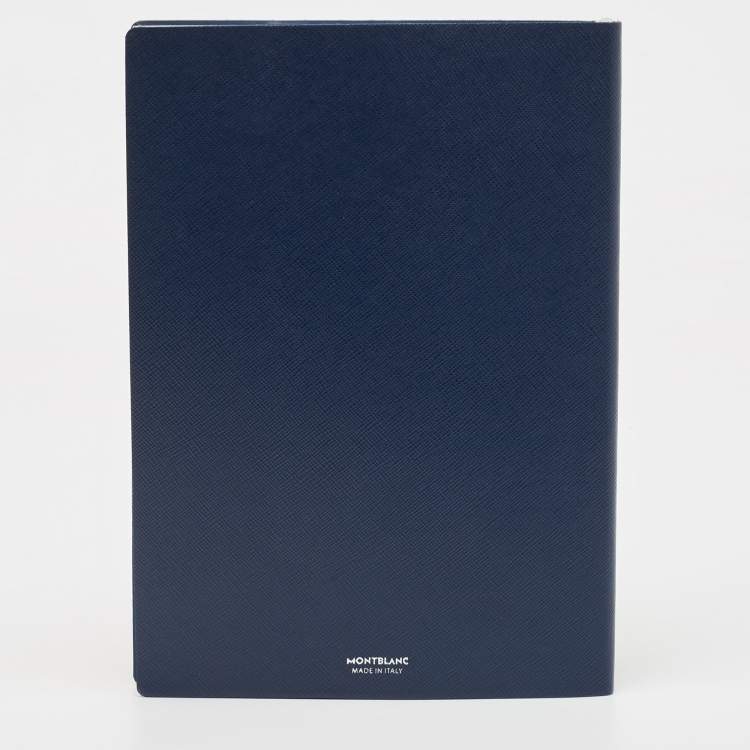 Pre Owned Montblanc Navy Blue Leather Fine Stationery Notebook