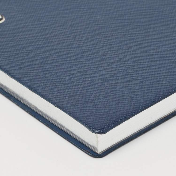 Pre Owned Montblanc Navy Blue Leather Fine Stationery Notebook