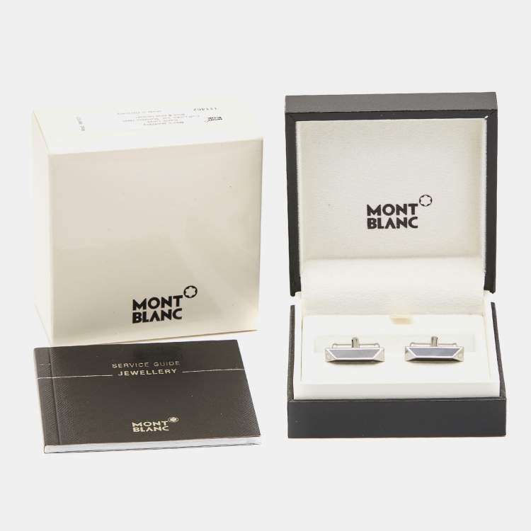 Pre Owned Montblanc Enamel Stainless Steel Cufflinks