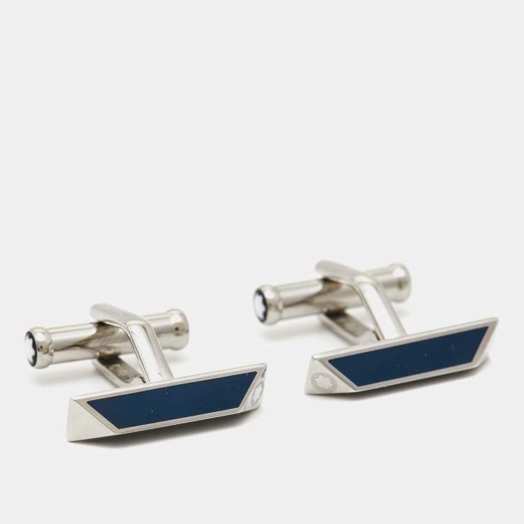Pre Owned Montblanc Enamel Stainless Steel Cufflinks