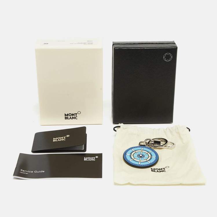 Pre Owned Montblanc Blue Soft Grain Leather Meisterstuck Steering Wheel Key Fob