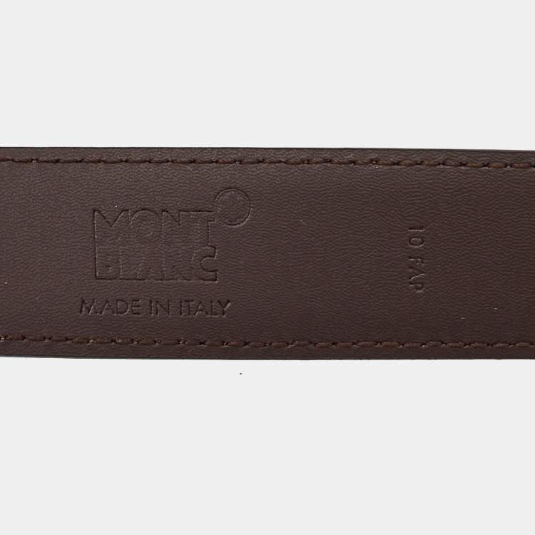 Pre Owned Montblanc Brown Leather Horseshoe Cut to Size Buckle Belt