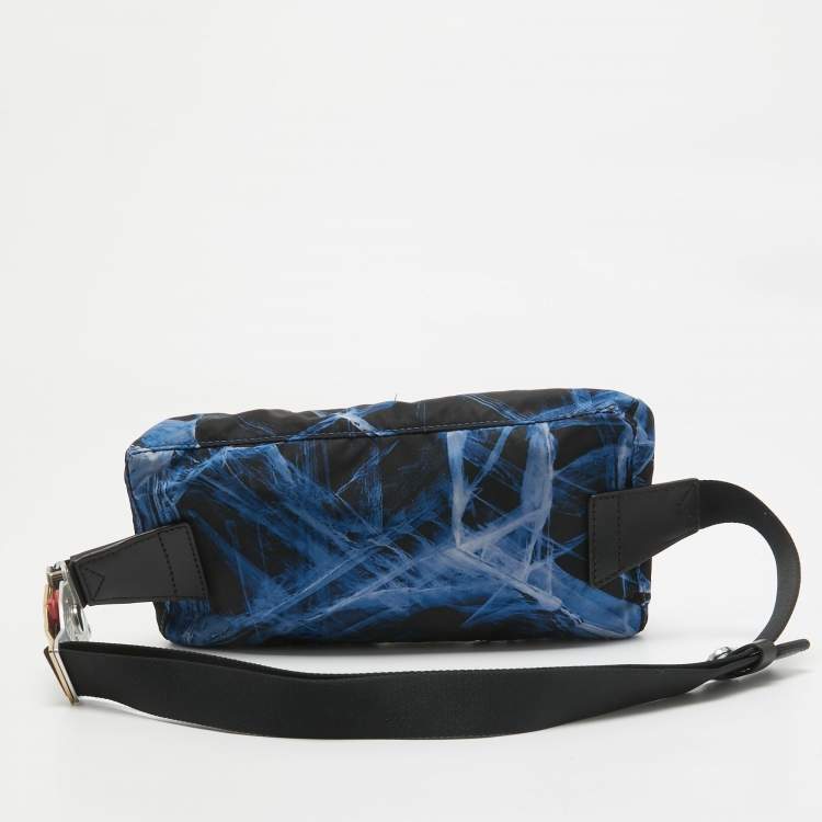 Pre Owned Montblanc Black/Blue Nylon Meisterstuck Selection Glacier Belt Bag