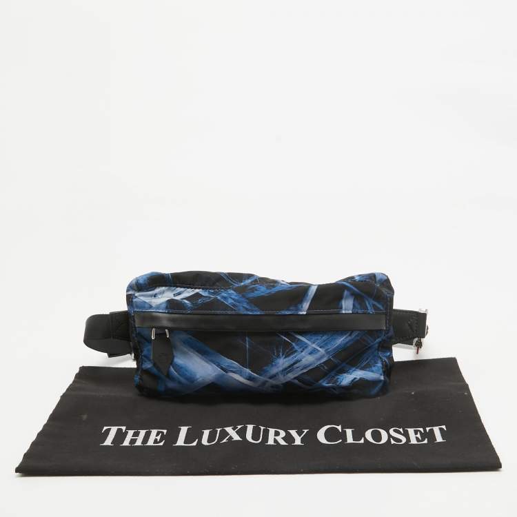 Pre Owned Montblanc Black/Blue Nylon Meisterstuck Selection Glacier Belt Bag