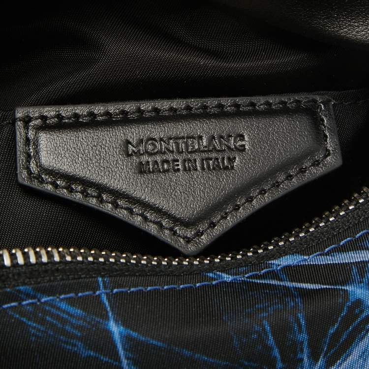 Pre Owned Montblanc Black/Blue Nylon Meisterstuck Selection Glacier Belt Bag