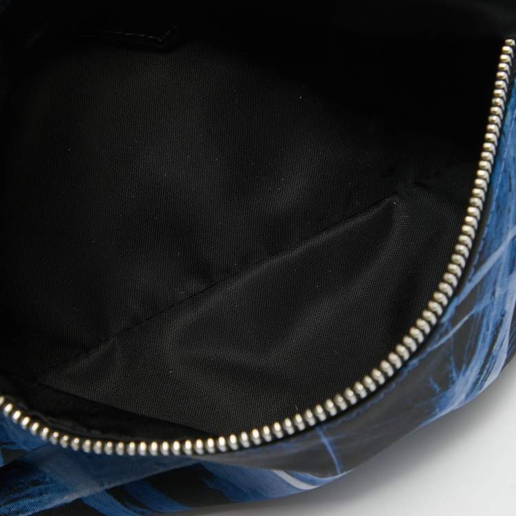 Pre Owned Montblanc Black/Blue Nylon Meisterstuck Selection Glacier Belt Bag