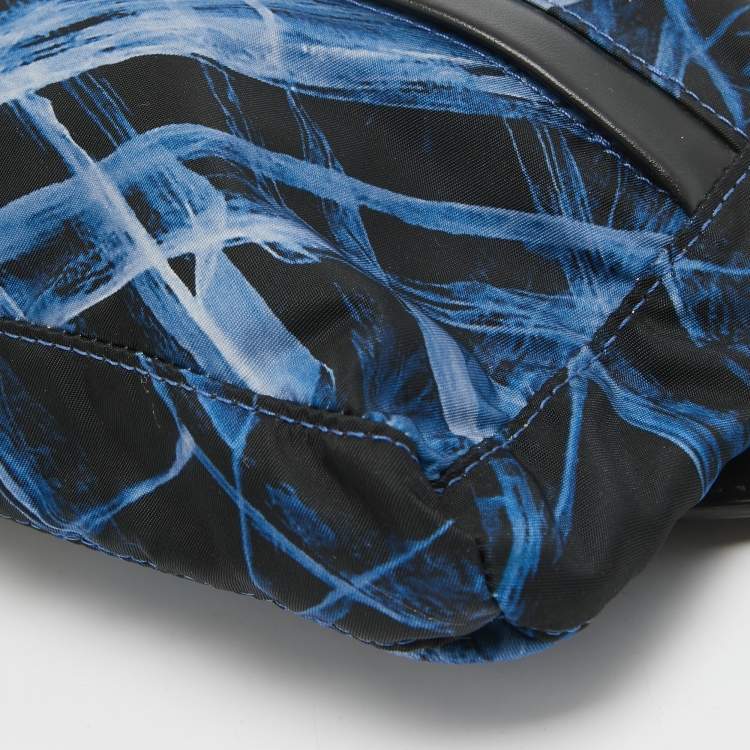 Pre Owned Montblanc Black/Blue Nylon Meisterstuck Selection Glacier Belt Bag
