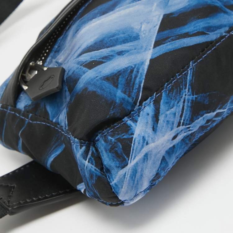 Pre Owned Montblanc Black/Blue Nylon Meisterstuck Selection Glacier Belt Bag