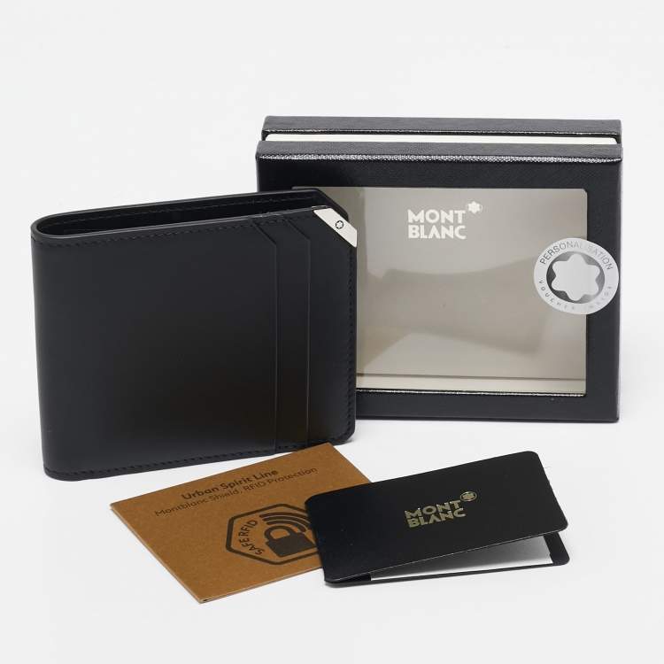 Pre Owned Montblanc Black Leather Urban Spirit 6CC Bifold Wallet